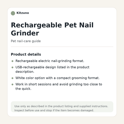 Rechargeable Pet Nail Grinder product details and nail care guide